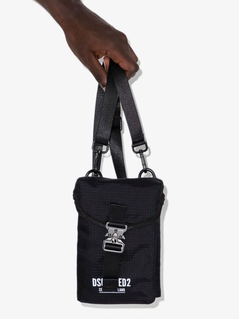 Black Ceresio 9 Logo Print Ripstop Cross Body Pouch
