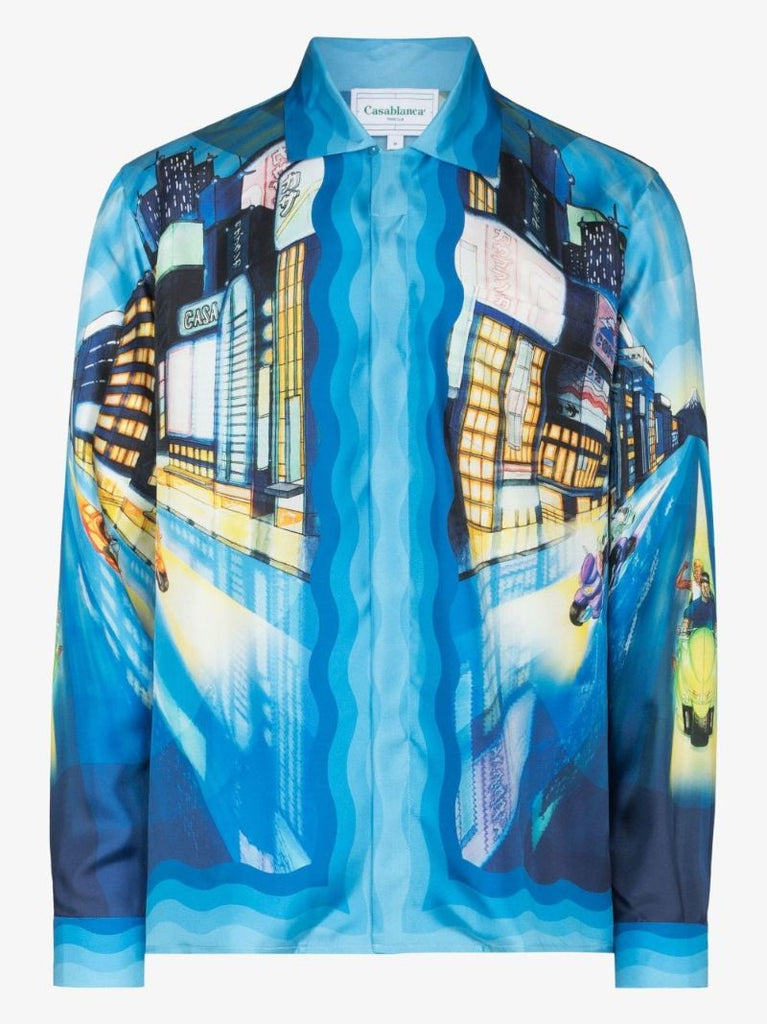Tokyo Nights Printed Silk Shirt
