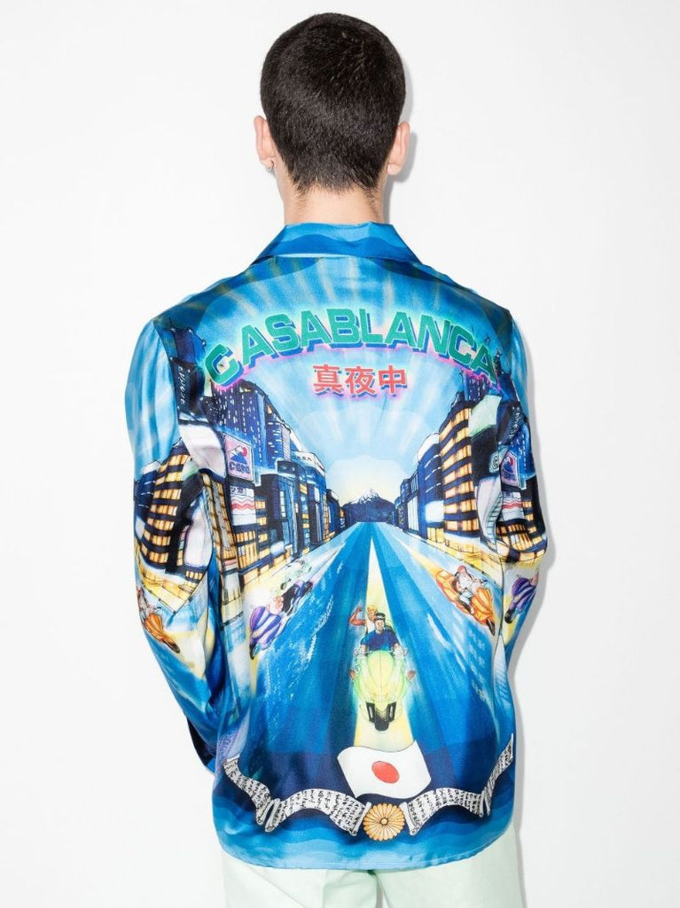 Tokyo Nights Printed Silk Shirt