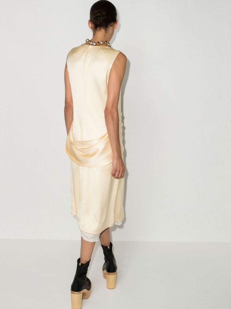 Yellow Draped Silk Midi Dress