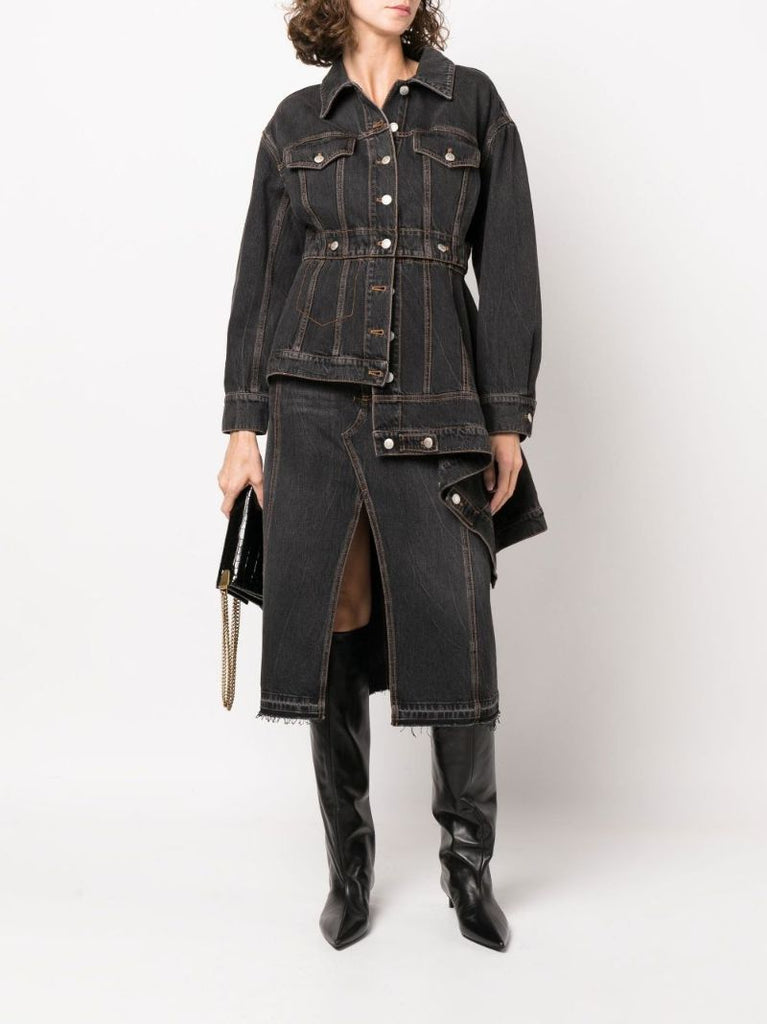 Black Asymmetric Denim Jacket
