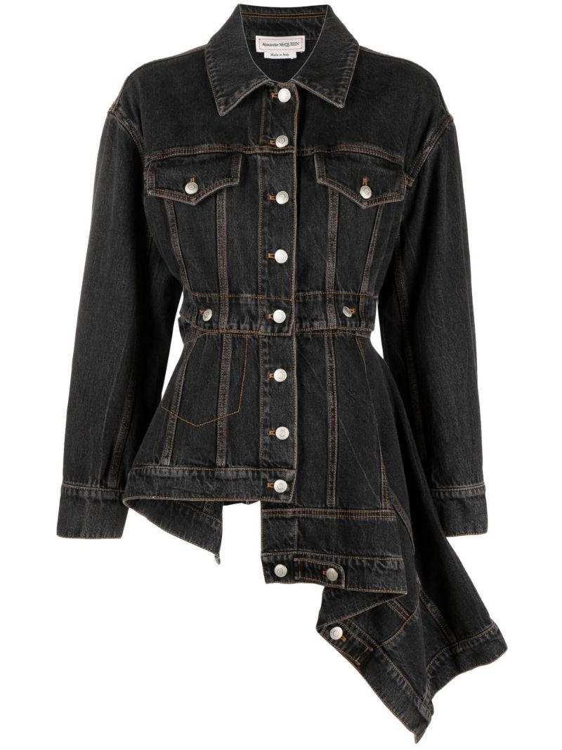 Black Asymmetric Denim Jacket