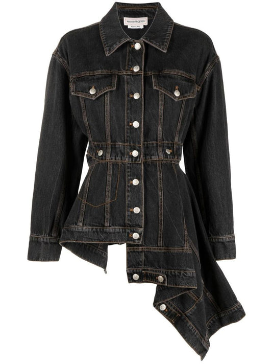 Black Asymmetric Denim Jacket
