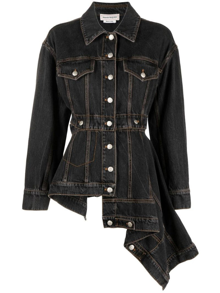 Black Asymmetric Denim Jacket