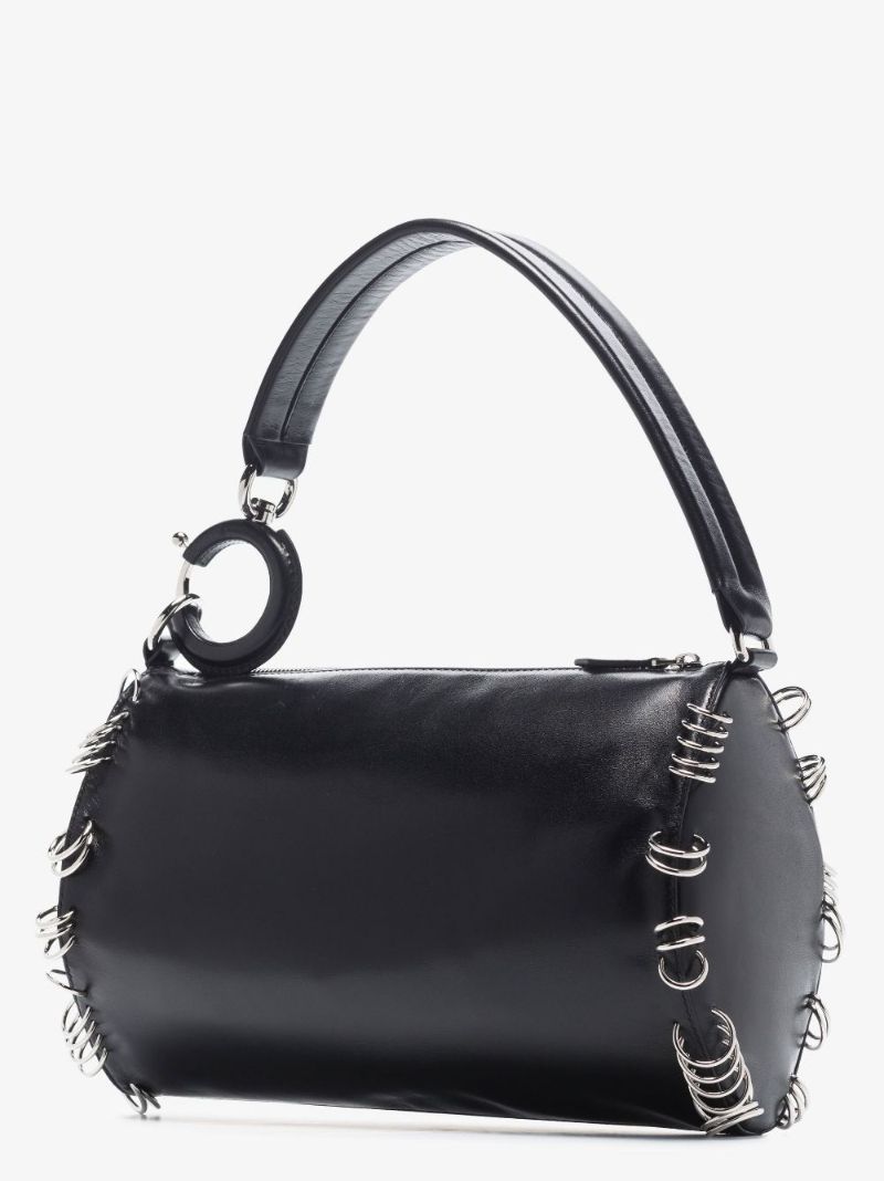 Black Rhombi Small Leather Shoulder Bag