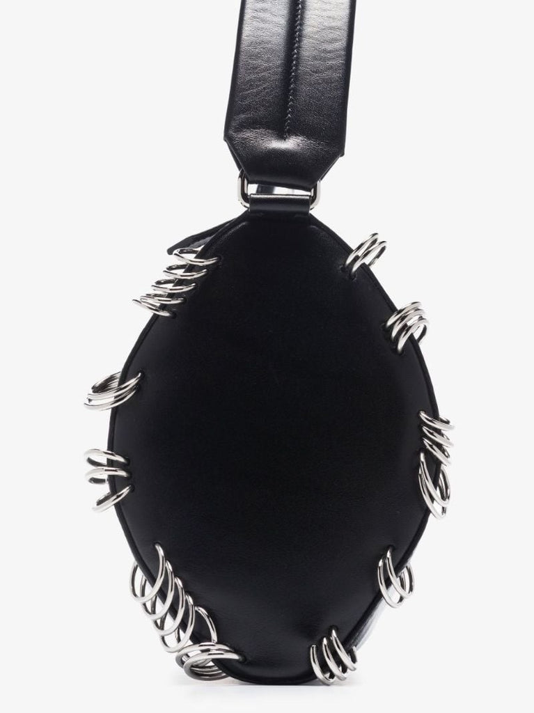 Black Rhombi Small Leather Shoulder Bag
