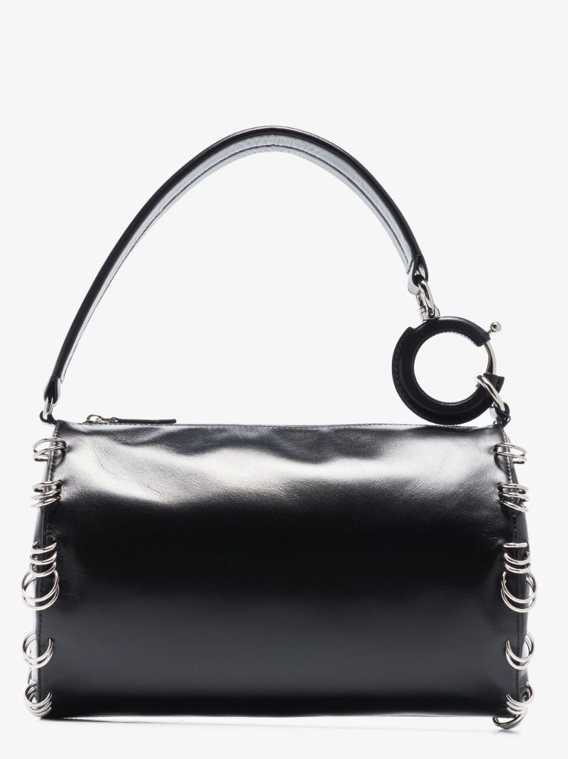 Black Rhombi Small Leather Shoulder Bag