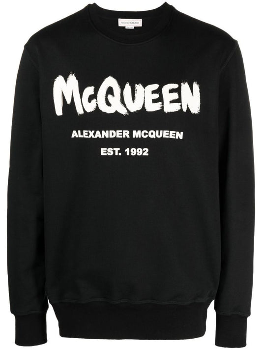 Black Graffiti-print Cotton Sweatshirt