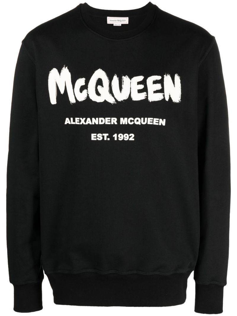 Black Graffiti-print Cotton Sweatshirt