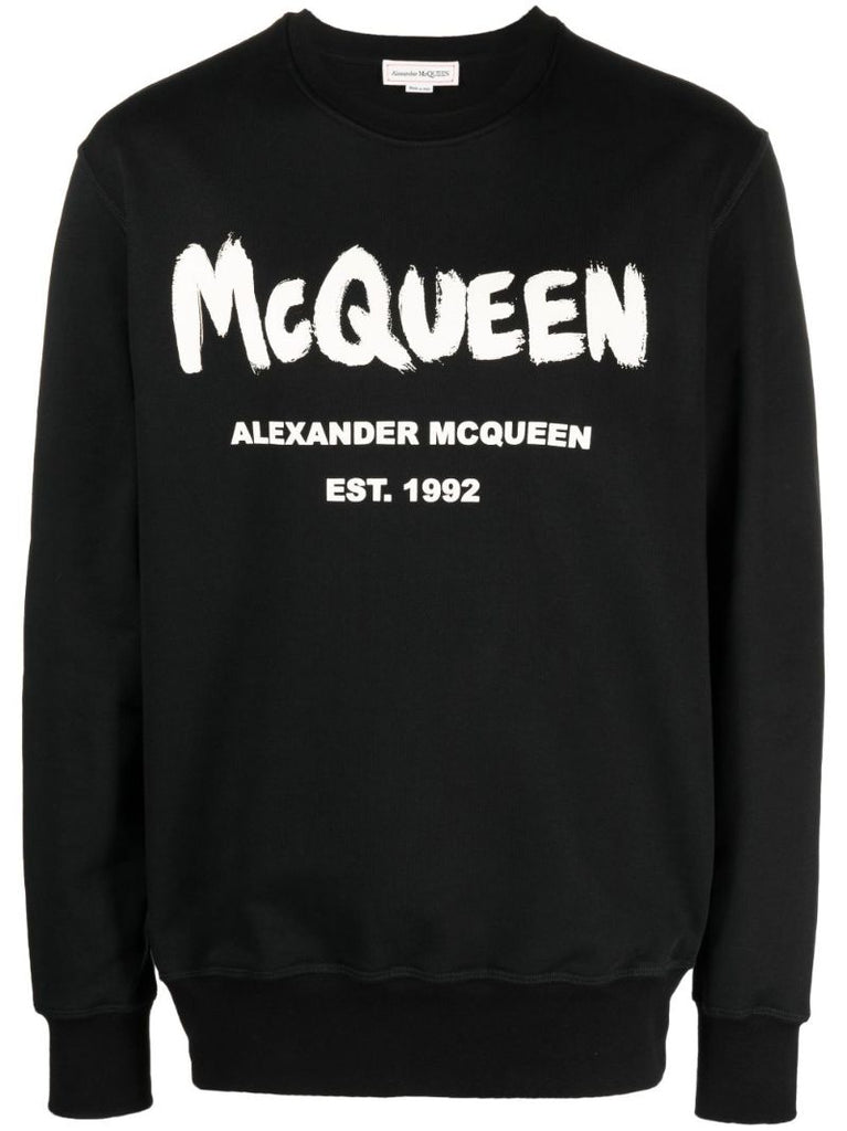 Black Graffiti-print Cotton Sweatshirt