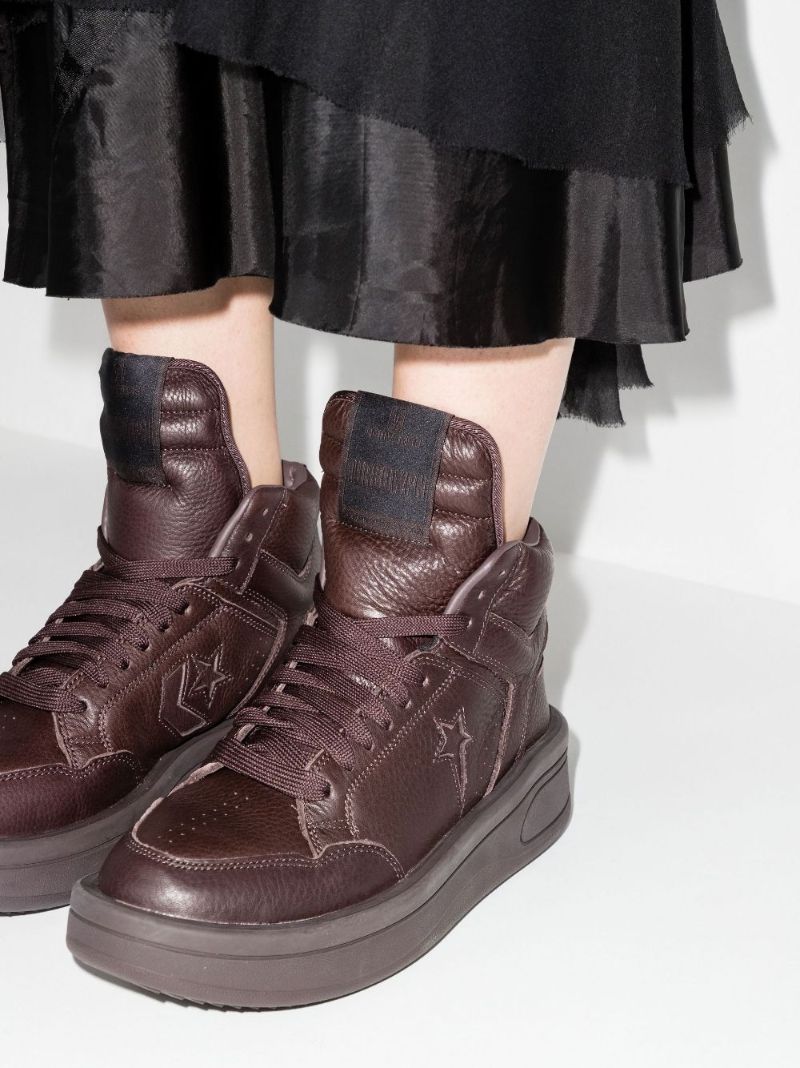 X Converse Brown Turbowpn High Top Leather Sneakers