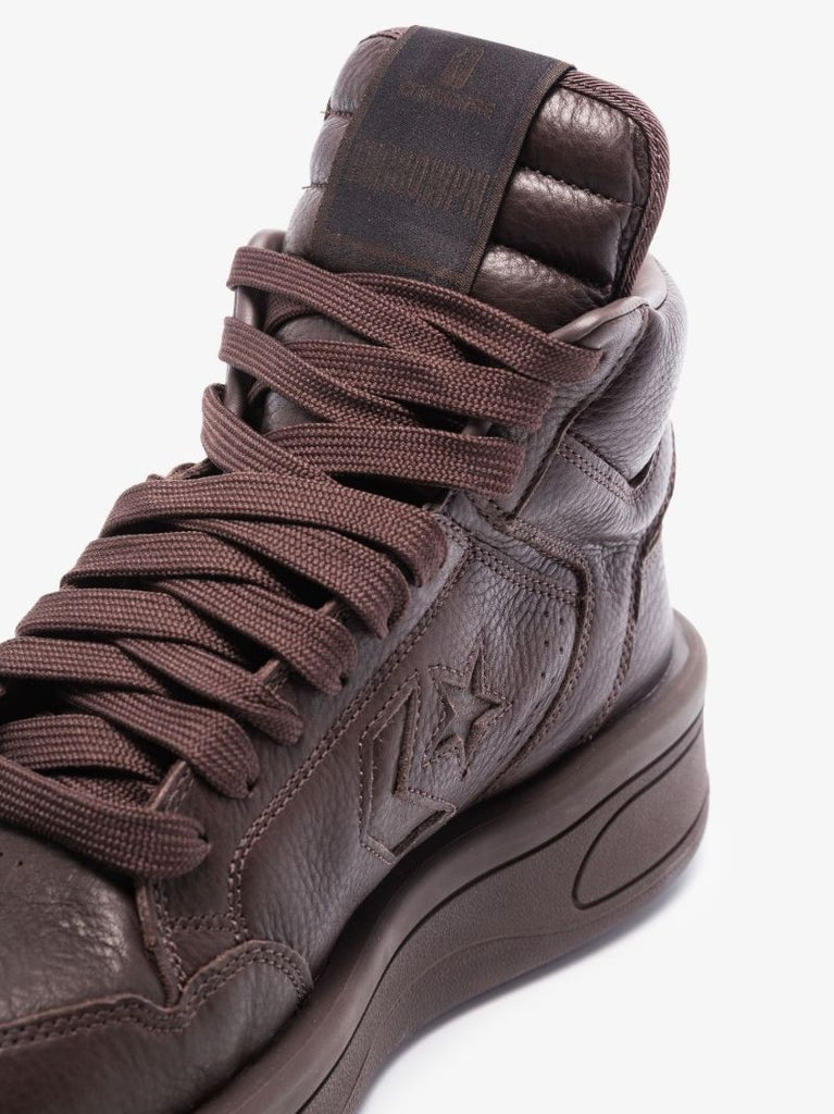 X Converse Brown Turbowpn High Top Leather Sneakers