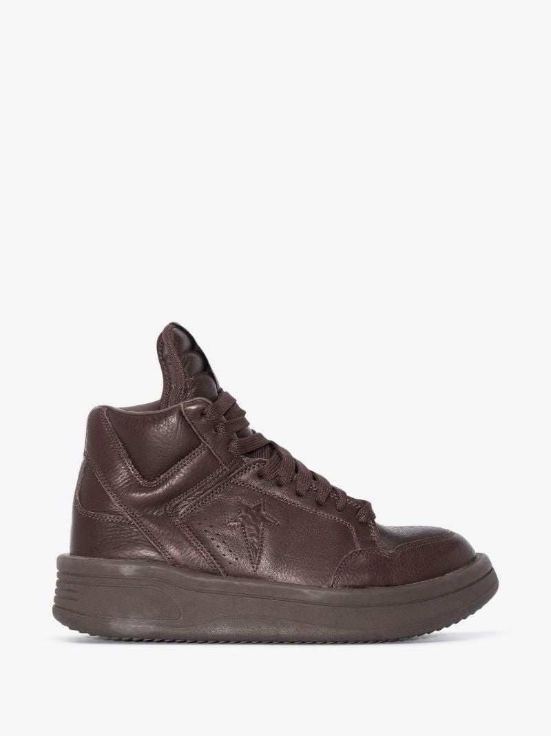 X Converse Brown Turbowpn High Top Leather Sneakers