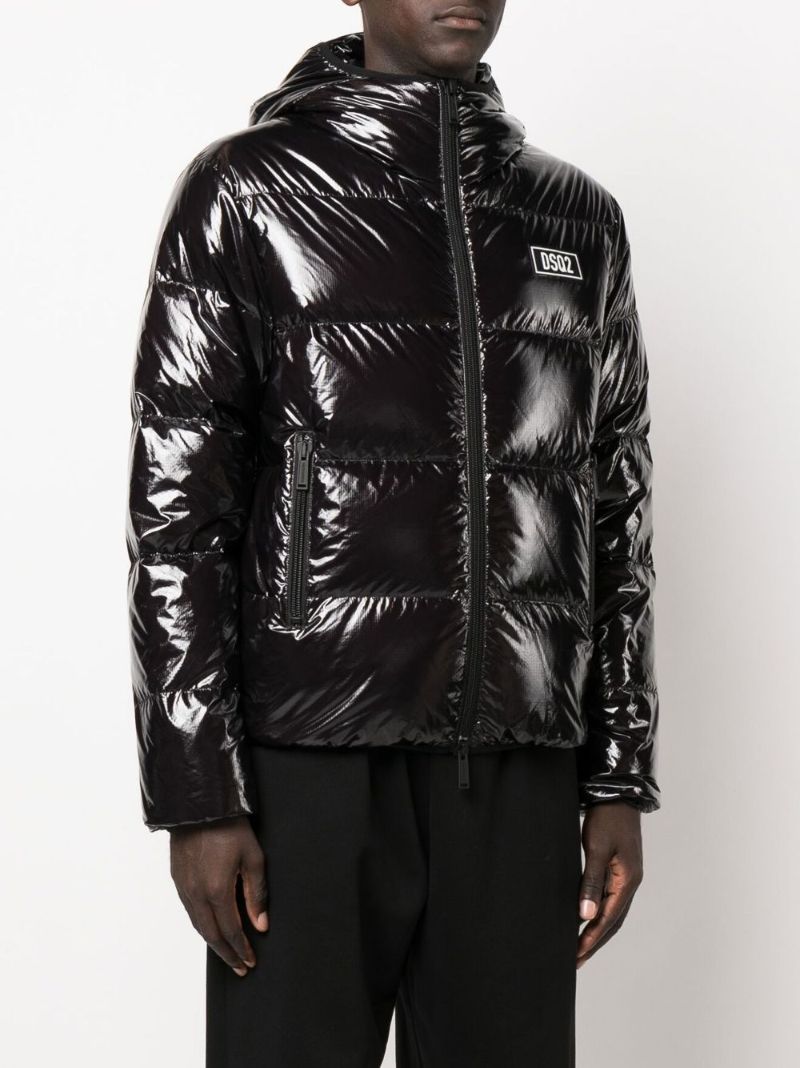 Black Logo Patch Padded Jacket