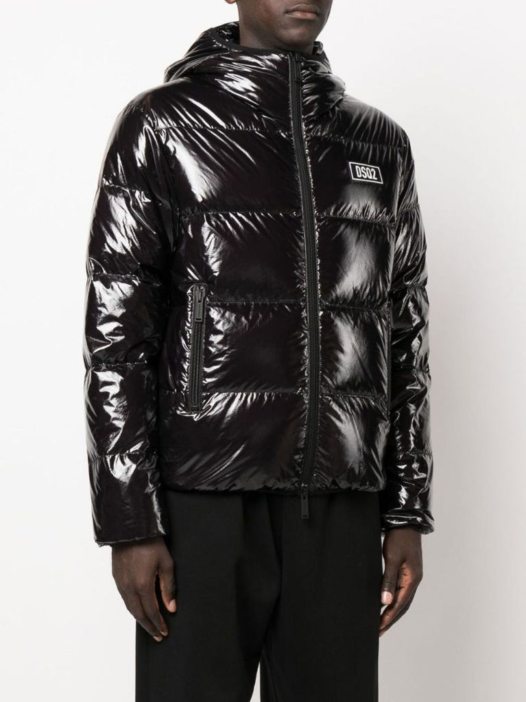 Black Logo Patch Padded Jacket
