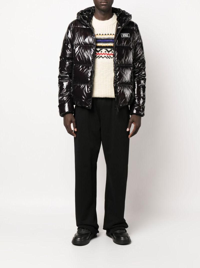 Black Logo Patch Padded Jacket