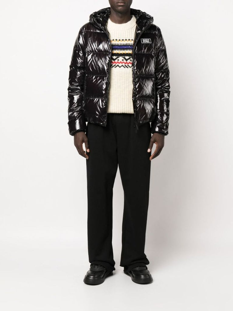Black Logo Patch Padded Jacket