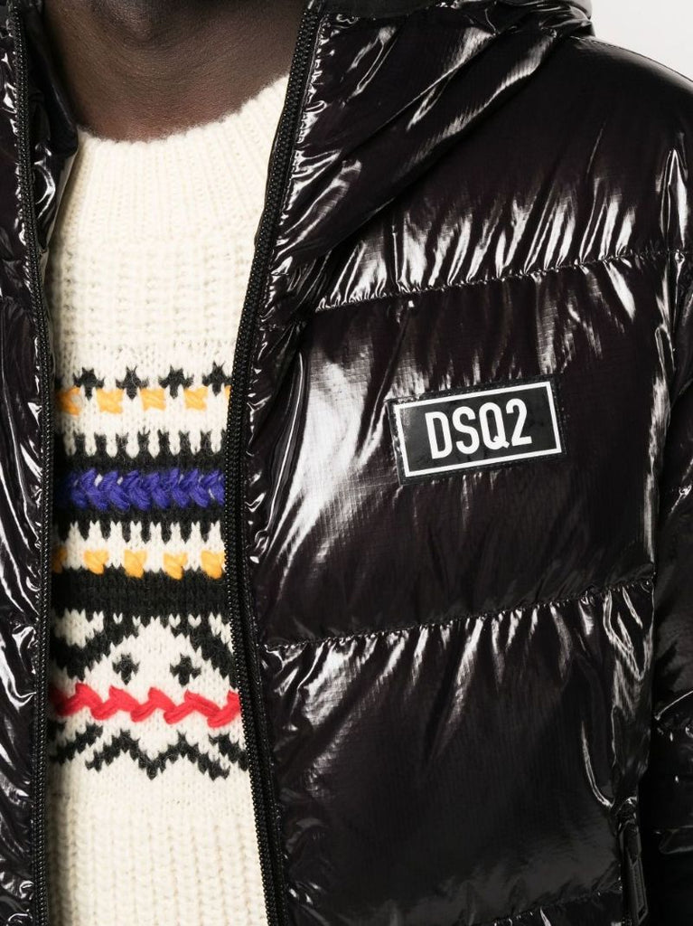 Black Logo Patch Padded Jacket