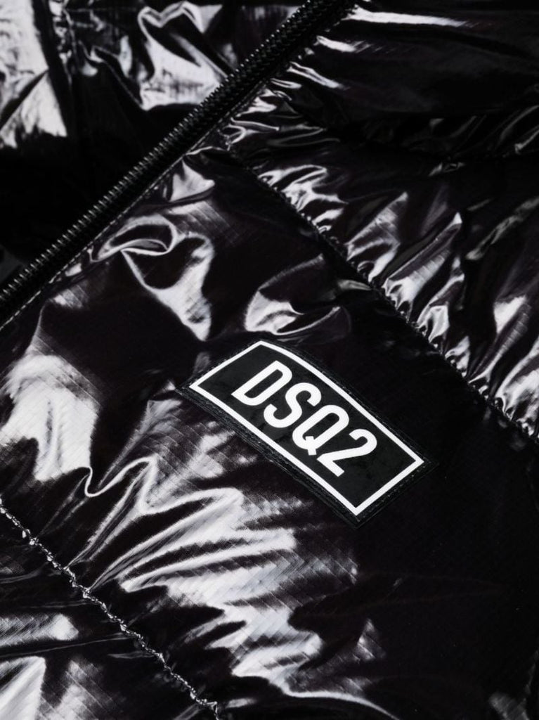 Black Logo Patch Padded Jacket