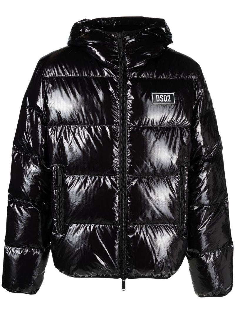 Black Logo Patch Padded Jacket