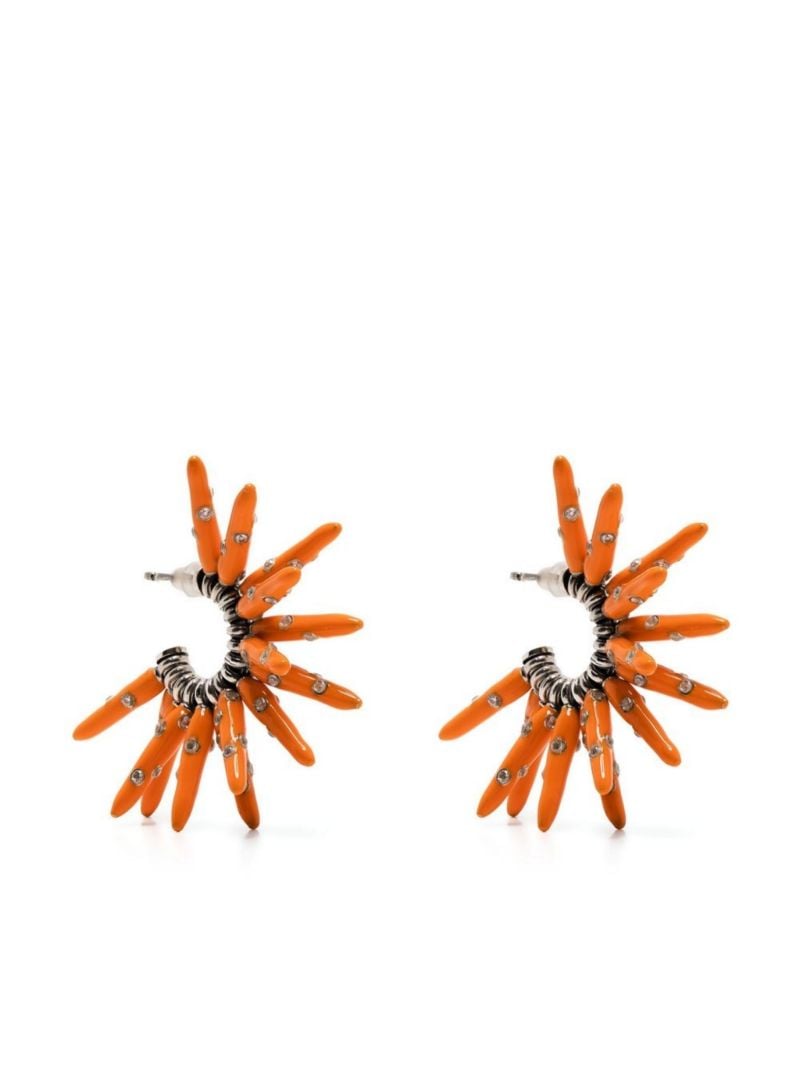 Sterling Silver and Orange Cone Hoop Earrings