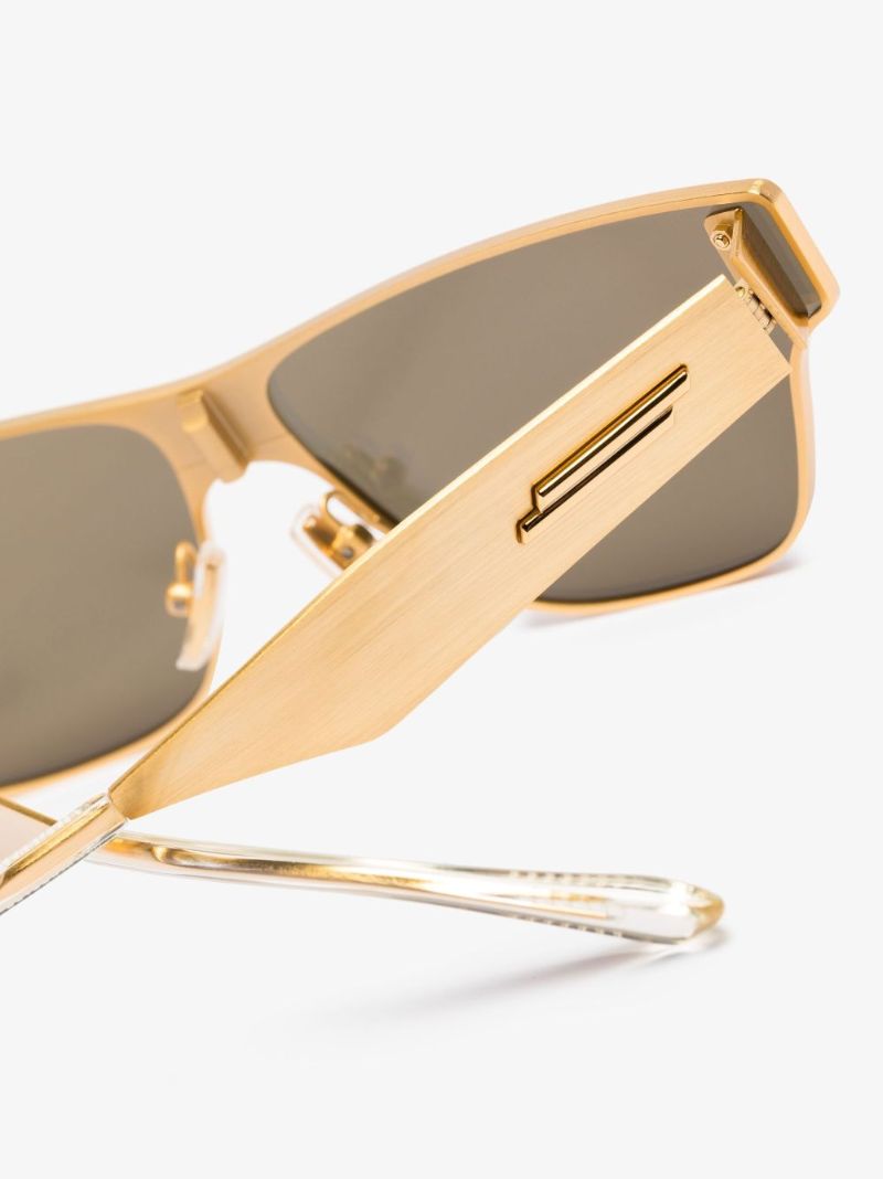 Gold Tone Mirrored Square Sunglasses
