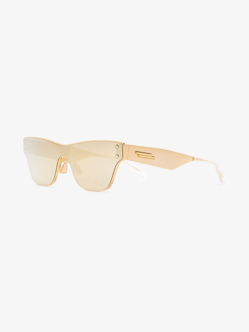 Gold Tone Mirrored Square Sunglasses