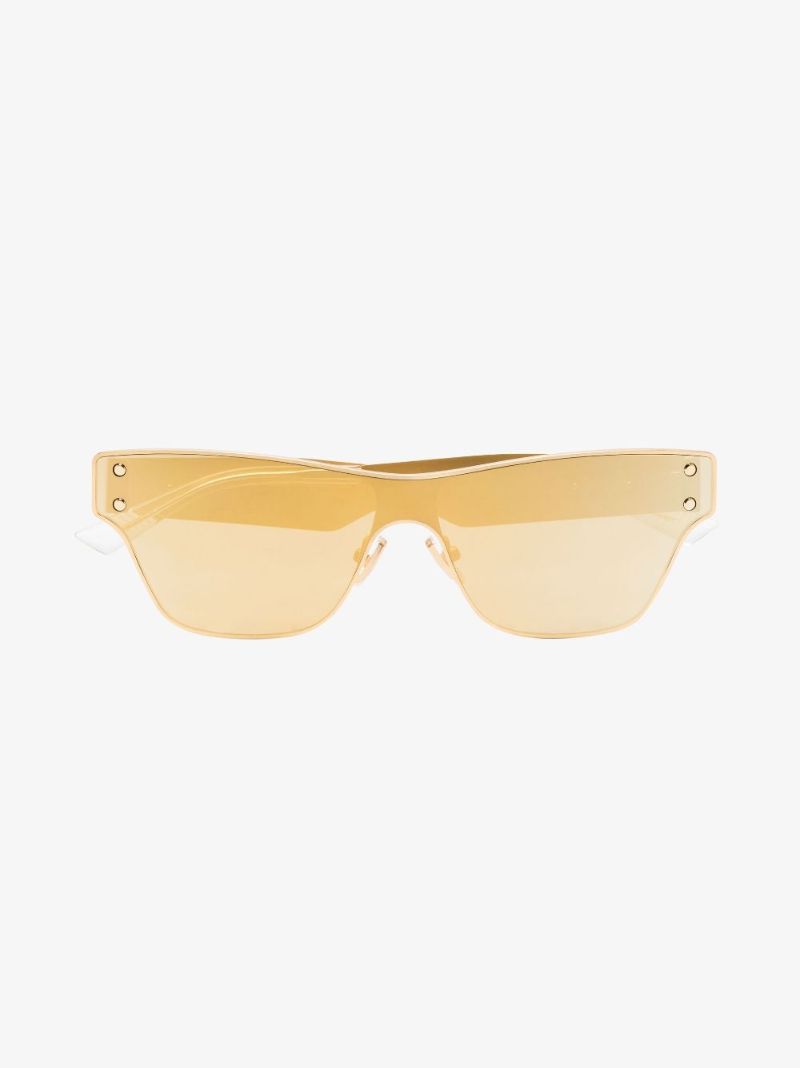 Gold Tone Mirrored Square Sunglasses