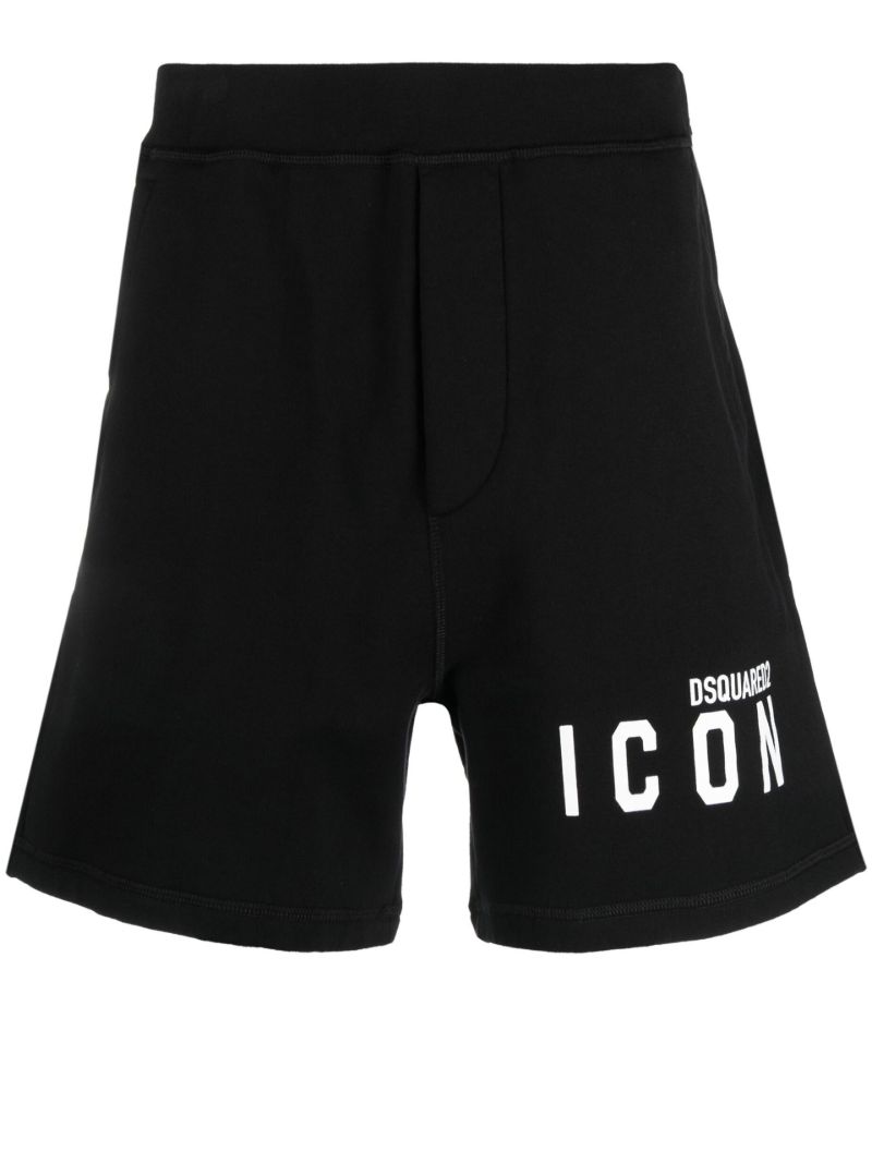 Black Logo Print Track Shorts