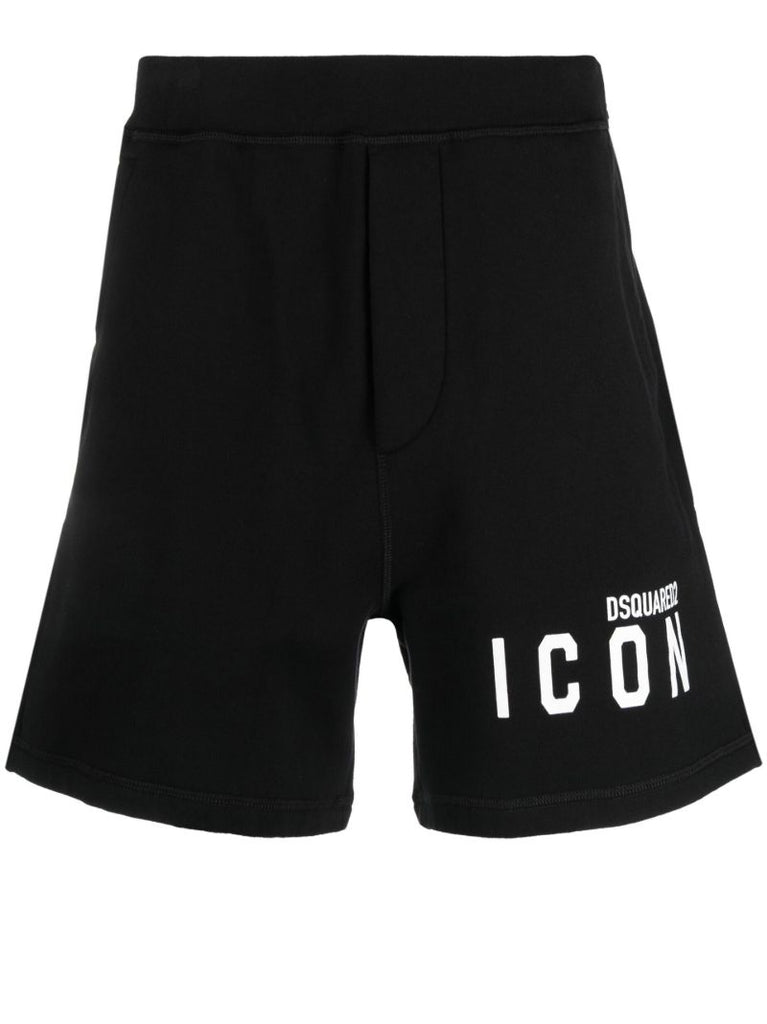 Black Logo Print Track Shorts