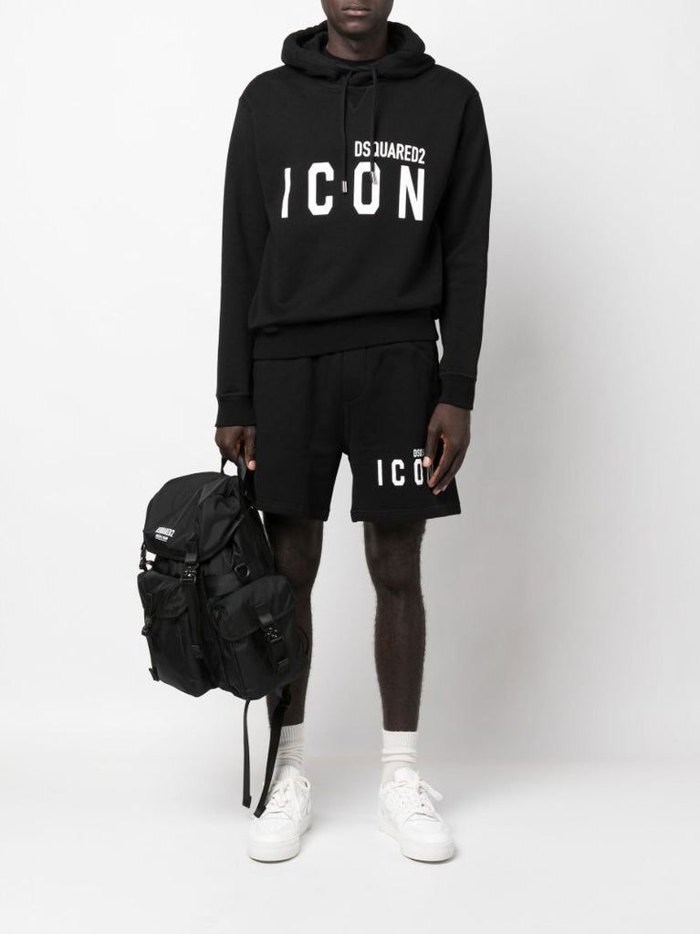 Black Logo Print Track Shorts