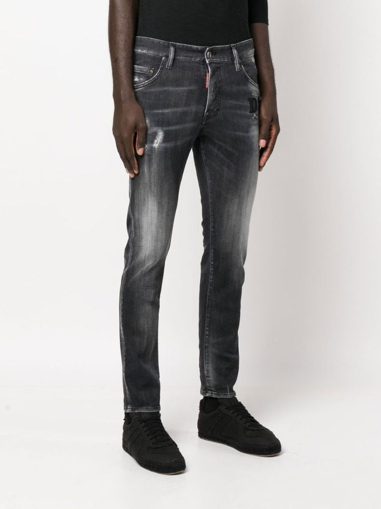 Black Faded Slim Leg Jeans