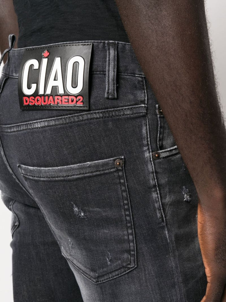 Black Faded Slim Leg Jeans