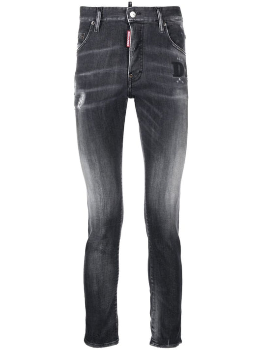 Black Faded Slim Leg Jeans