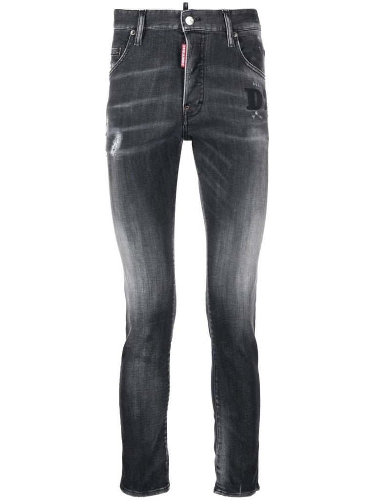Black Faded Slim Leg Jeans