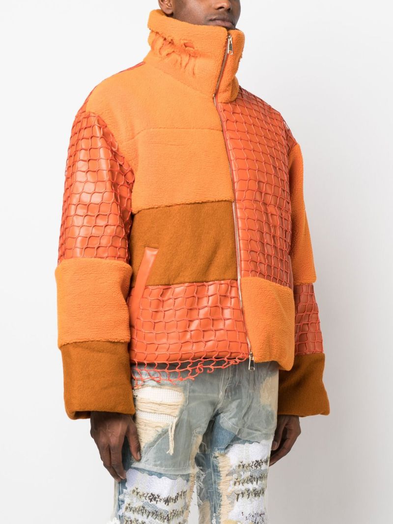 Orange Birds Eye View Puffer Jacket