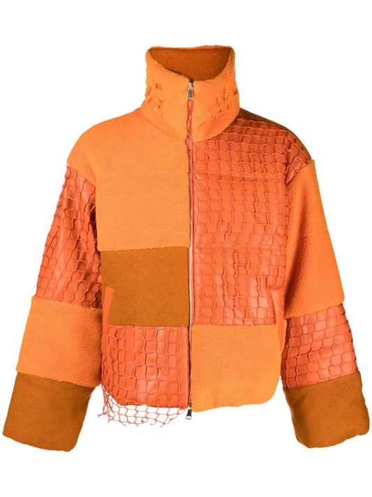 Orange Birds Eye View Puffer Jacket