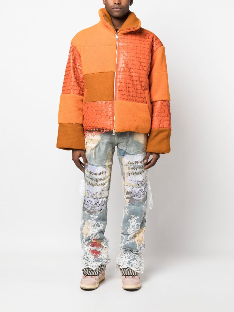 Orange Birds Eye View Puffer Jacket