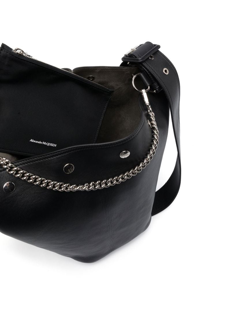 Black Biker Leather Shoulder Bag