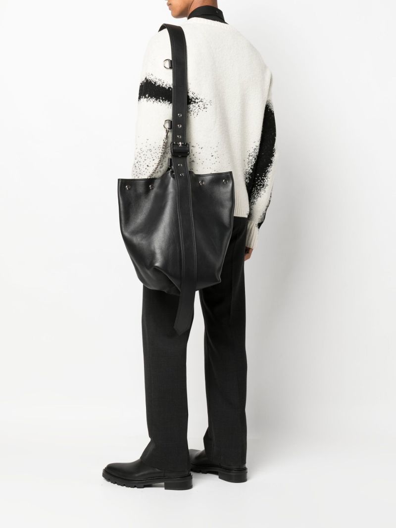 Black Biker Leather Shoulder Bag