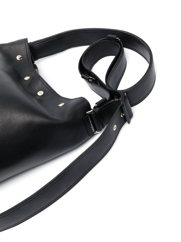 Black Biker Leather Shoulder Bag