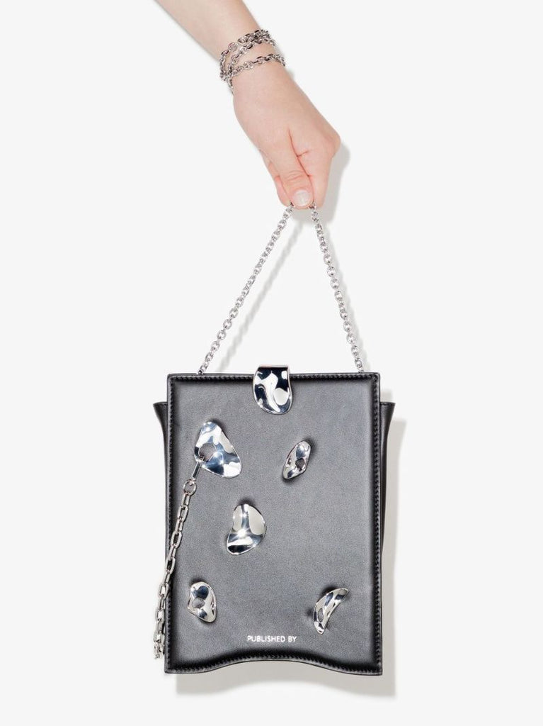 Black Mini Shell Leather Tote Bag