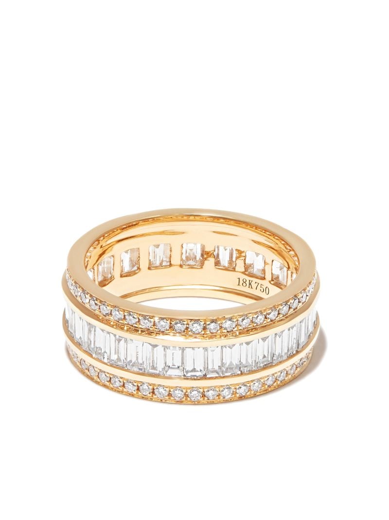18k Yellow Gold Stacked Diamond Ring