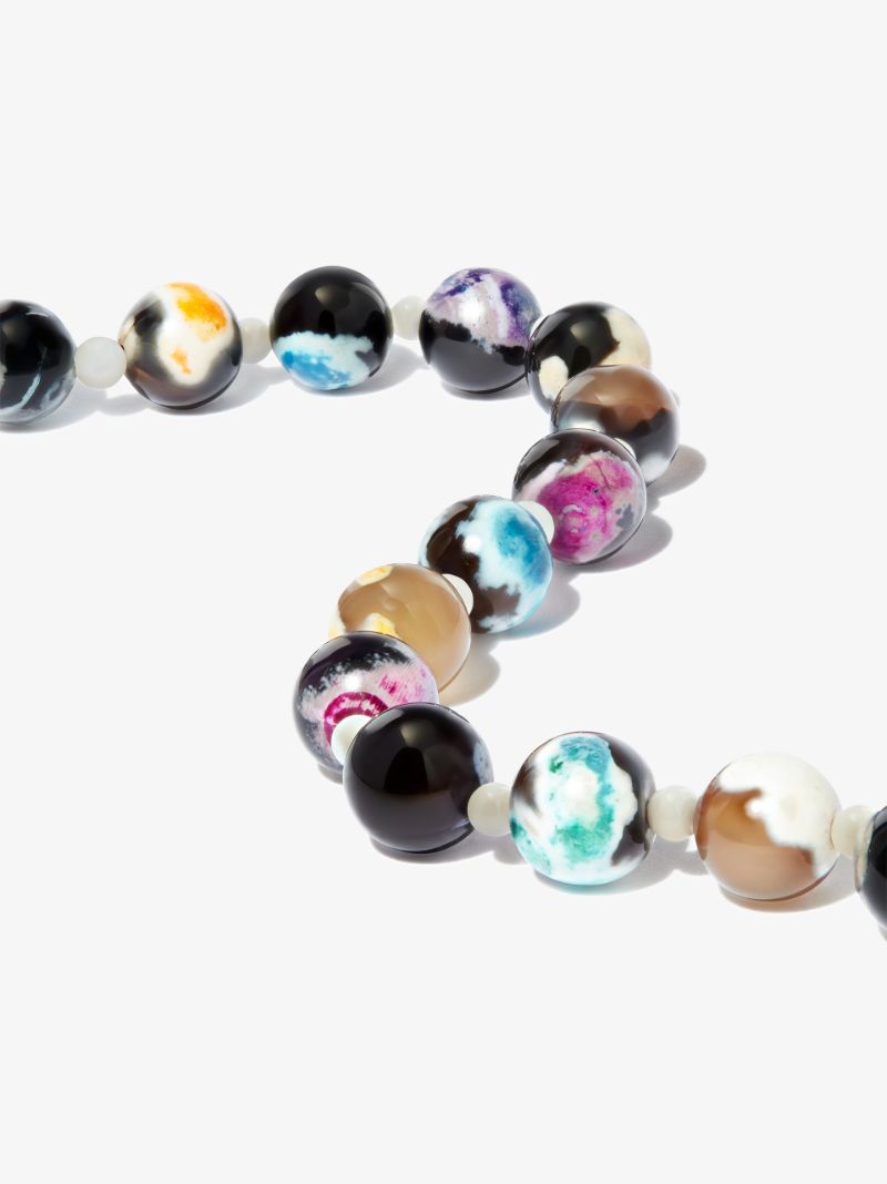 Gold Tone Agate Pearl Beaded Necklace