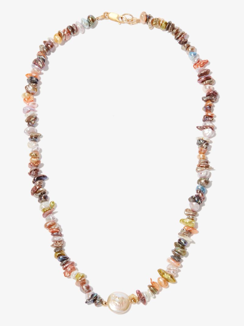 Neutral Rainbow Keshi Pearl Necklace