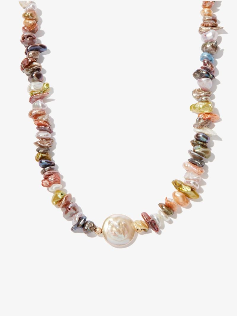Neutral Rainbow Keshi Pearl Necklace