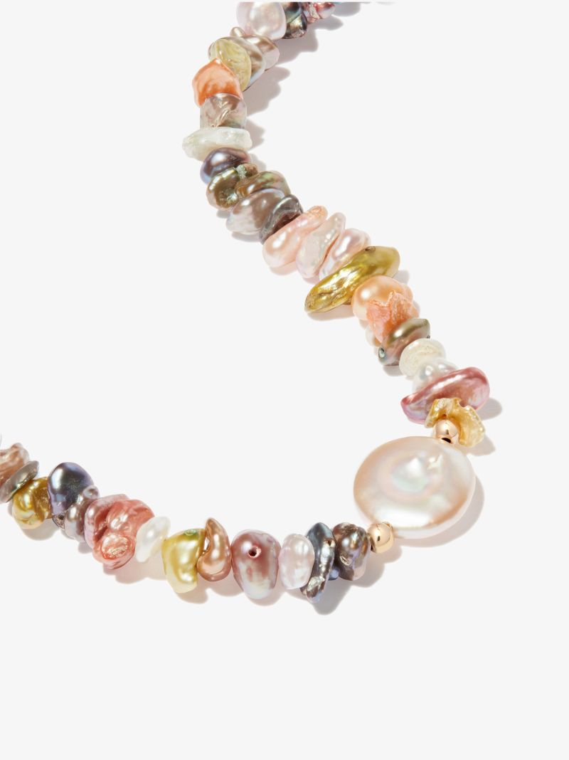 Neutral Rainbow Keshi Pearl Necklace