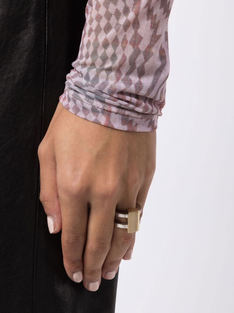 Gold-tone Vault Shield Ring