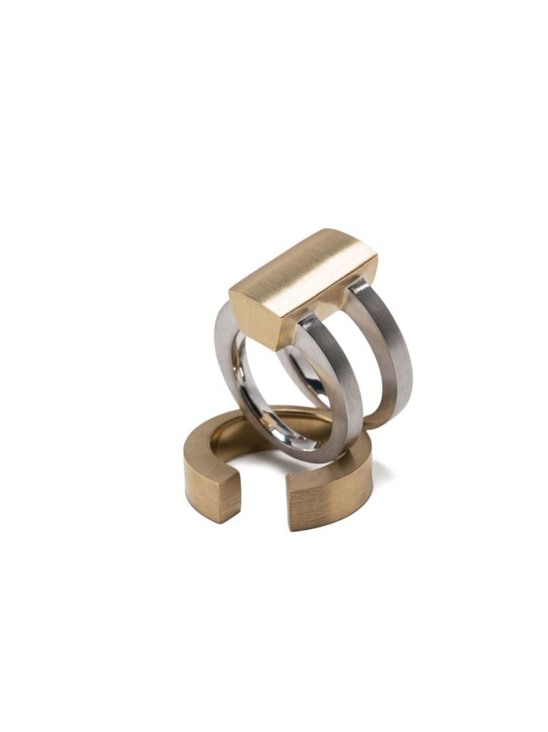 Gold-tone Vault Shield Ring