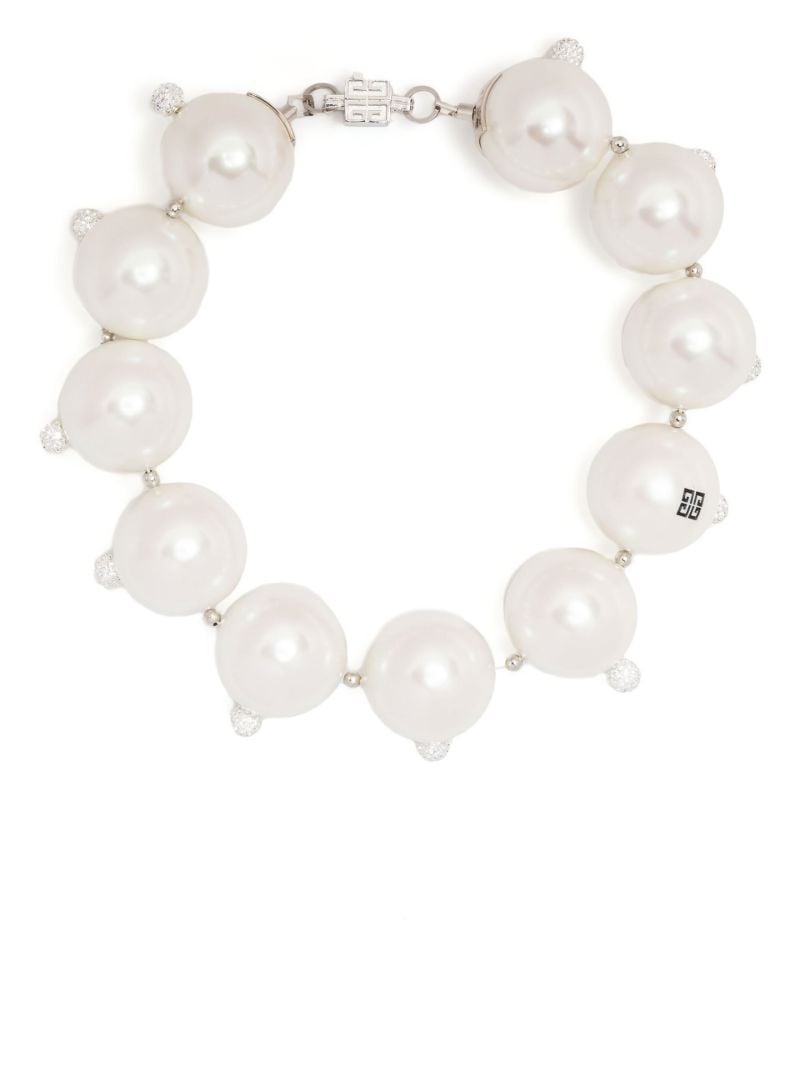White Large 4g Pearl Crystal Statement Choker Necklace